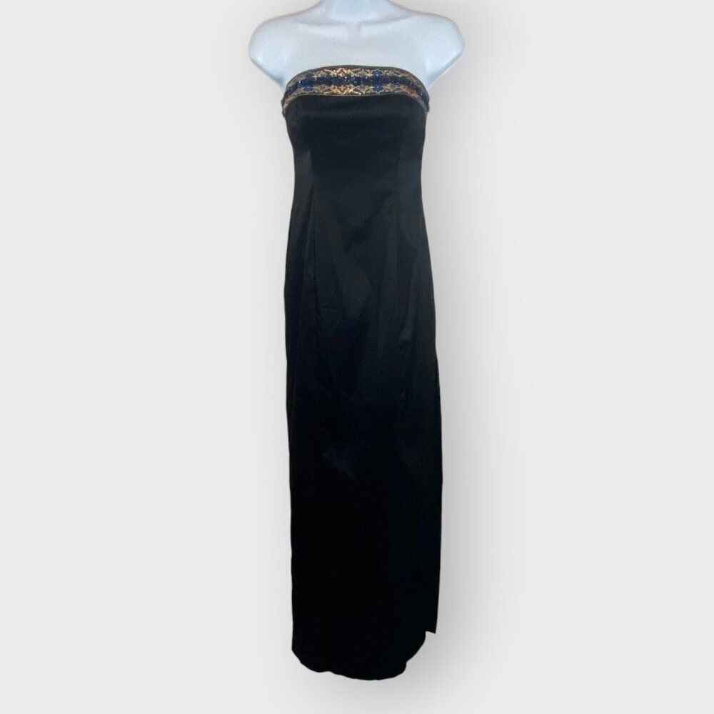 Vtg Zum Zum Niki Livas Maxi Dress | 3/4 | Black Beads | Prom Formal Dance Party